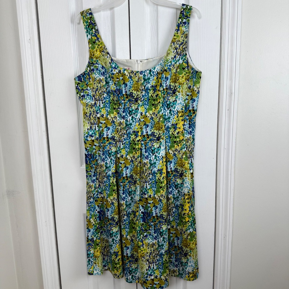 Evan‎ Picone Floral Dress 10 Fit Flare Pleated Garden Party Spring Midi